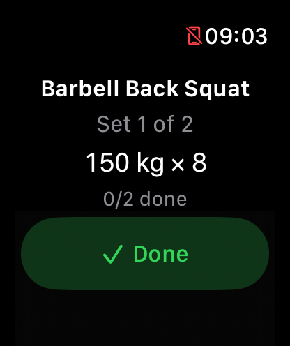 RepForge running on Apple Watch